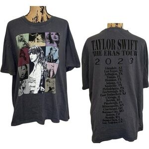 TAYLOR SWIFT |‎ OFFICIAL THE ERAS  TOUR MINERAL WASH GRAY T-SHIRT - MEDIUM EUC